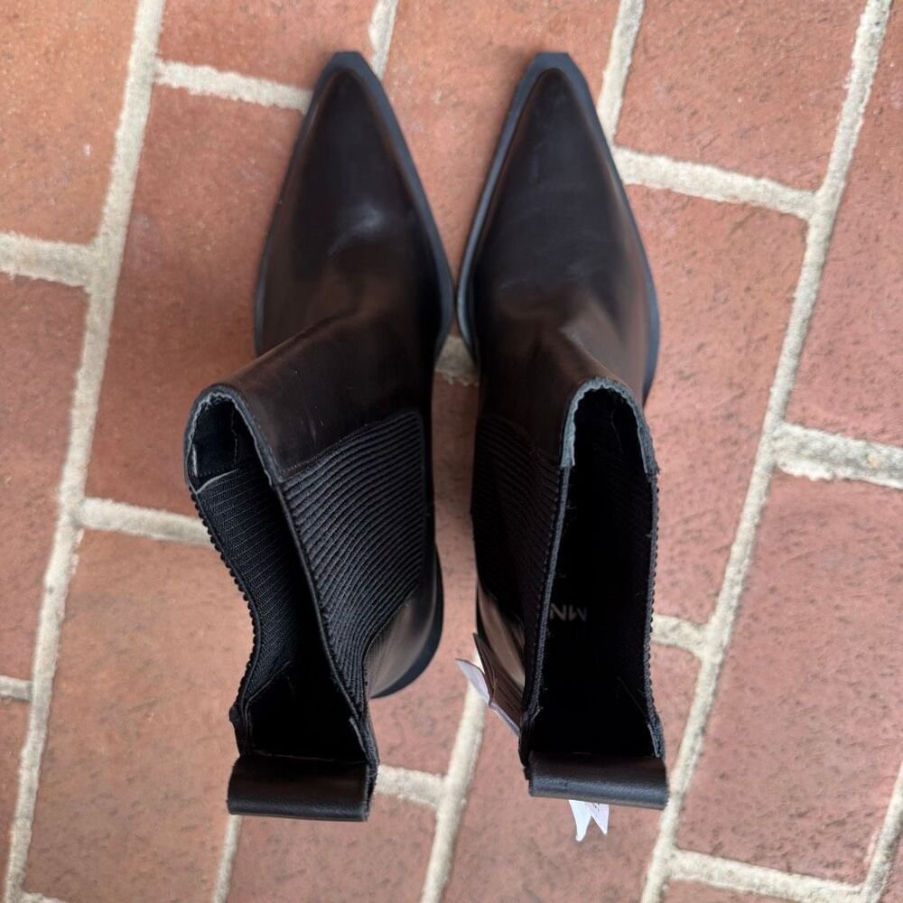 MANGO $150 MNG Leather Pointed Toe Ankle Boots black 37 US6.5-7 NEW - Picture 11 of 12